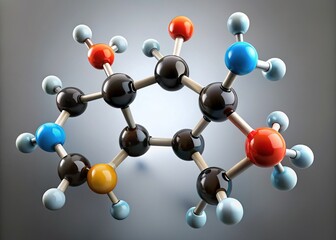 Obraz premium Triphenylmethyl Radical Molecule - Grey Background - Chemistry Illustration