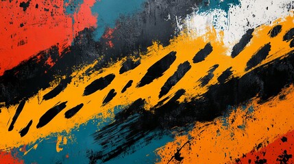 Vibrant Abstract Painting Featuring Bold Yellow and Black Lines Evoking Energy and Artistic Expression