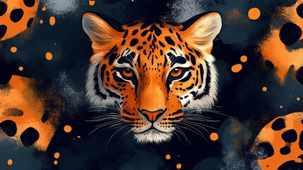 Majestic Tiger with Striking Orange Spots on Dark Background Showcasing Wild Beauty and Power