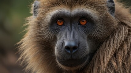 Obraz premium Close-up of a baboon's face, intense gaze