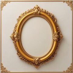 Antique Gold Oval Picture Frame with Ornate Baroque Design