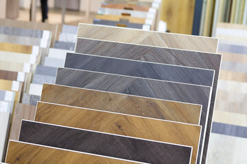 Samples of modern flooring in the showroom