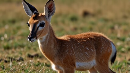 Fototapeta premium Young gazelle in grassy savanna