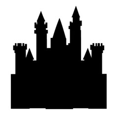 Fototapeta premium Abstract City Skyline Silhouette Illustration In Black With Outline And Transparent Background Of A Gothic Night View