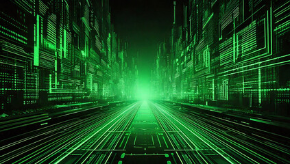 neon green future landscape background