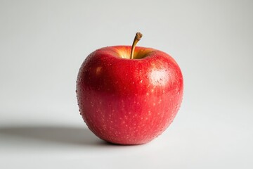 Fresh Red Apple with Water Droplets on White Background Studio Shot