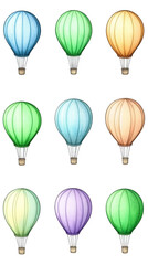 Obraz premium Colorful Watercolor Hot Air Balloons Illustration Isolated On A Transparent Background For Adventure Travel Celebration