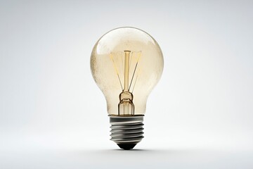 Vintage Style Light Bulb on White Background Symbolizing Idea and Innovation