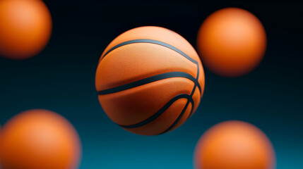 Orange Basketball in Motion Against a Dark Teal Background