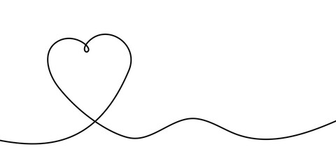 Minimalist Continuous Line Heart Shape Illustration