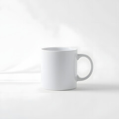 High-resolution 4K studio product photography of a minimalistic white ceramic coffee mug on a clean background. Features volumetric lighting, blurred lines, and dynamic action poses with light beams.