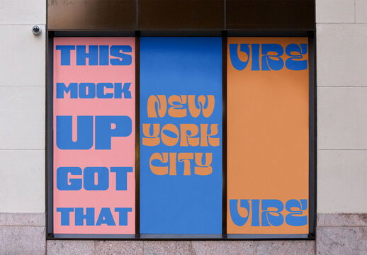 Urban Mockup Design for windows Outdoor Advertising in New York