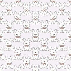 Obraz premium Cute bunny. Seamless vector pattern for fabric design, wrapping paper, wallpapers. Hand drawn.