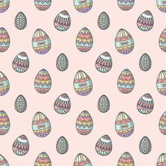 Easter eggs. Seamless vector pattern for fabric design, wrapping paper, wallpapers.  Hand drawn.