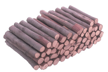 Detailed Photo Of Brown Wood Pile With Natural Texture And Rough Surface Against Transparent Background