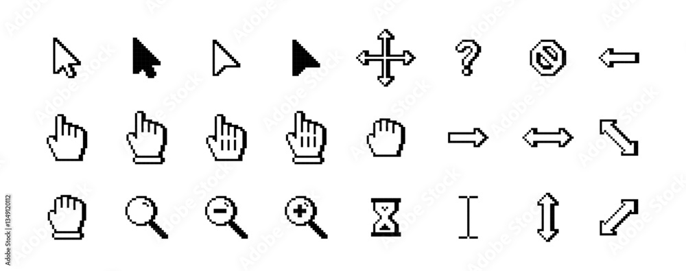 Poster computer cursor and pointer icon set