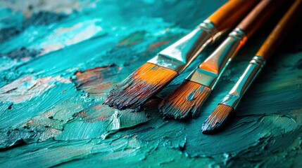 Fototapeta premium Expressive Paintbrush Art: Unleashing Creativity through Paint and Craft for Exhibition - Worthy Backgrounds