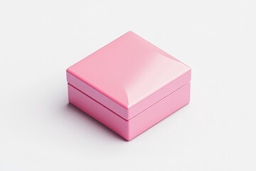 Isolated Pink Jewelry Box Minimalist Style on White Background for Product Display