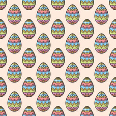 Easter eggs. Seamless vector pattern for fabric design, wrapping paper, wallpapers.  Hand drawn.