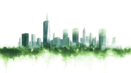 Fototapeta premium Watercolor New York City Skyline