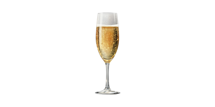 Champagne Flute With Sparkling Wine. Celebration And Elegance In Glassware Isolated On Transparent Background