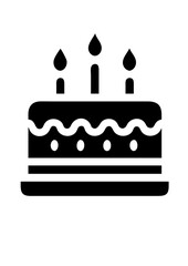 black and white svg vector birthday cake icon 