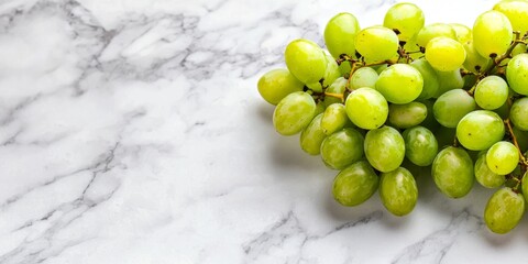 Fresh Green Grapes on a Marble Surface for Food and Health Concepts