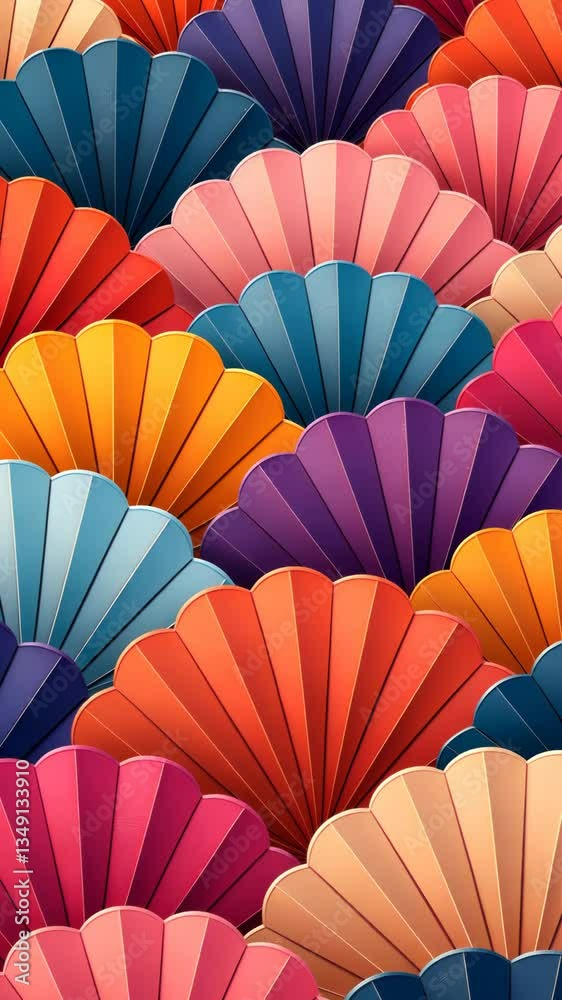 Poster a colorful umbrella pattern is shown on a phone screen. the umbrellas are in various colors, includi