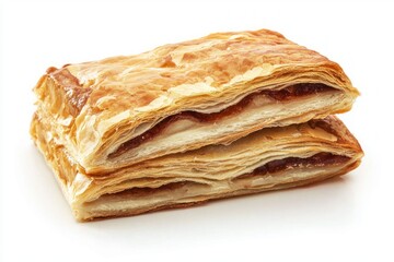 Fototapeta premium Golden Perfection Layers of Freshly Baked Pastry Stacked High Delightful and Crispy Delicious Dessert