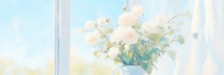 Delicate Blossoms by a Window