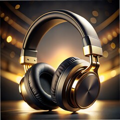 Headphones on a black background