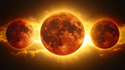 Fiery Celestial Bodies Cosmic Alignment