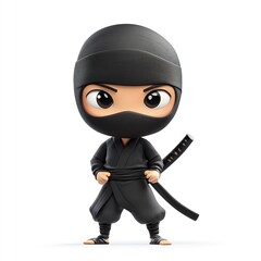 Cute chibi ninja warrior cartoon character. (1)