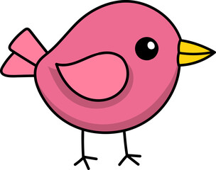 Cute Pink Baby Bird Cartoon Sticker for Print and Digital Use
