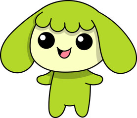Adorable Green Fantasy Creature with Cute Face and Happy Expression