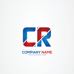 CR RC Creative Modern Letters Logo Design Element red and blue