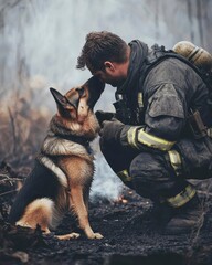 Firefighter Reassures Pet During Wildlife Rescue