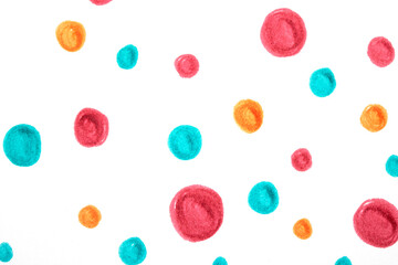 Polka Dot Spotty Circle Spots In Childlike Felt Tip Pen Rainbow Background