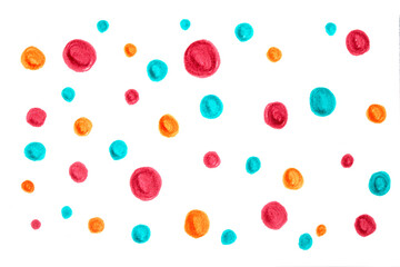 Polka Dot Spotty Circle Spots In Childlike Felt Tip Pen Rainbow Background