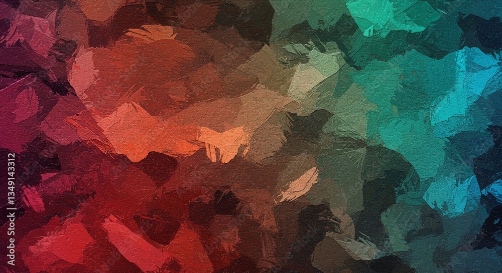 Poster a colorful abstract painting with a lot of texture and brush strokes