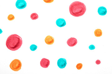 Polka Dot Spotty Circle Spots In Childlike Felt Tip Pen Rainbow Background