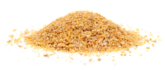 Wheat flakes on white background.