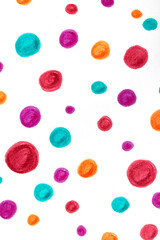 Polka Dot Spotty Circle Spots In Childlike Felt Tip Pen Rainbow Background