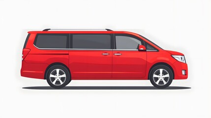 Fototapeta premium Professional Red Minivan Vector Illustration: Isolated Cartoon Vehicle Design