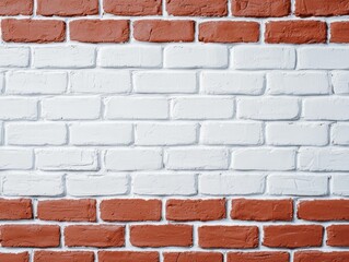 Fototapeta premium A textured wall featuring alternating red and white bricks, creating a visually appealing pattern with a rustic charm.