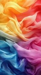 Obraz premium Vibrant layers of colorful fabric draped gracefully in flowing waves of texture and hue