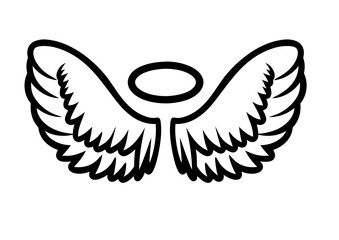 Obraz premium black and white svg vector angel wings, valentine's day icon 