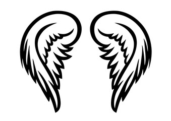 black and white svg vector angel wings, valentine's day icon 