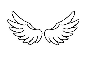 black and white svg vector angel wings, valentine's day icon 