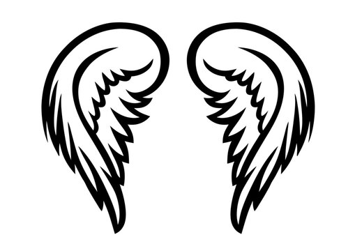 black and white svg vector angel wings, valentine's day icon 